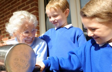 Resident with school children, Activities, Residential Dementia Respite Care