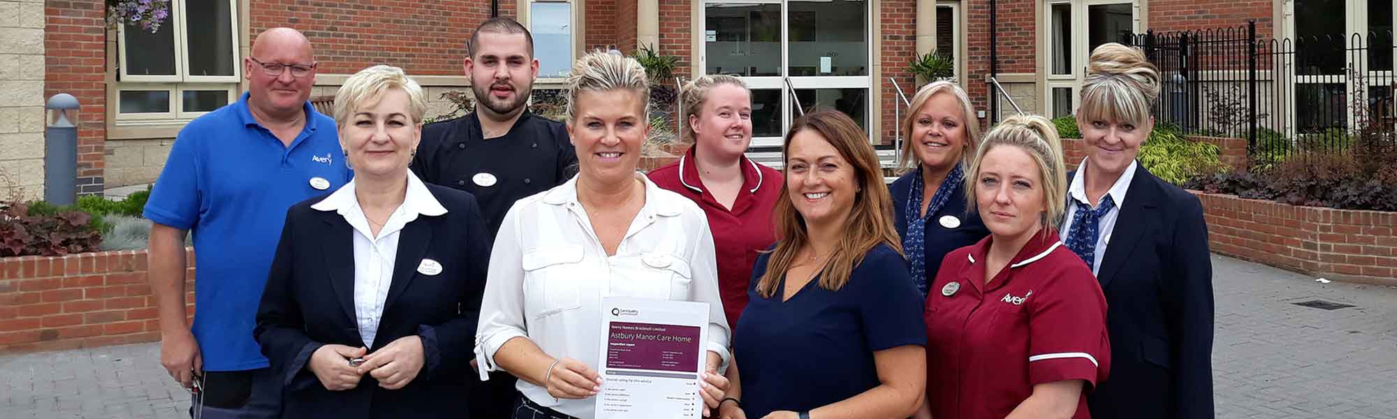 Astbury Manor Care Home CQC Inspection building entrance team