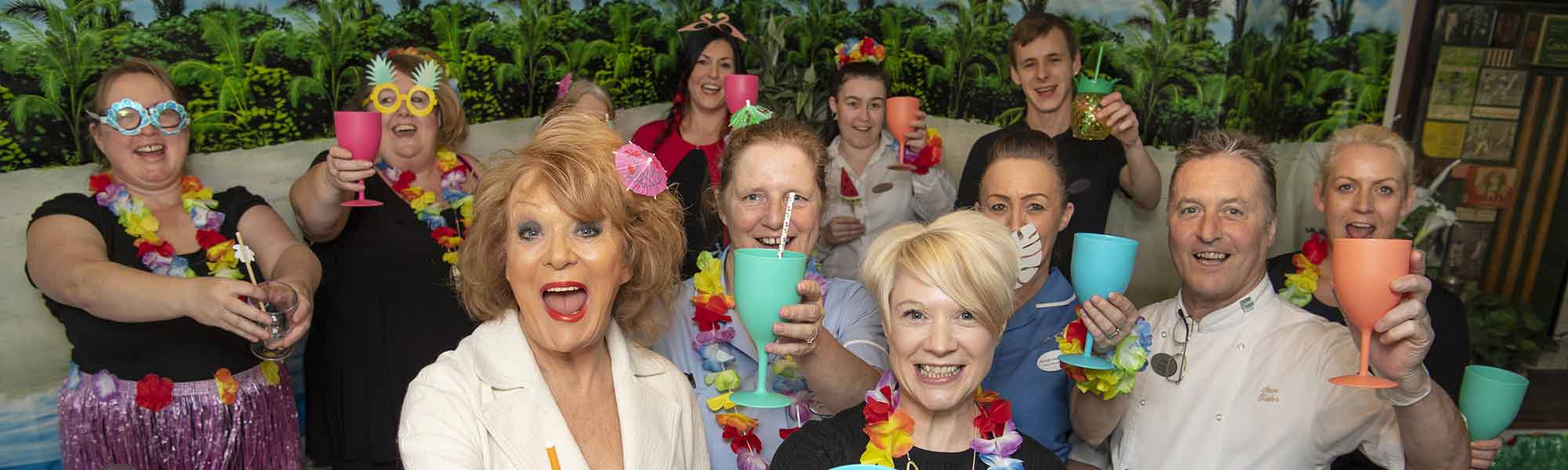 Grove Park Care Home Sherrie Hewson visit cheese wine afternoon benidorm party banner hero